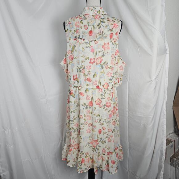 American Rag Cie Dress Women’s 1X Floral Sleeveless Button Front Ruffle Hem Boho - Picture 8 of 12